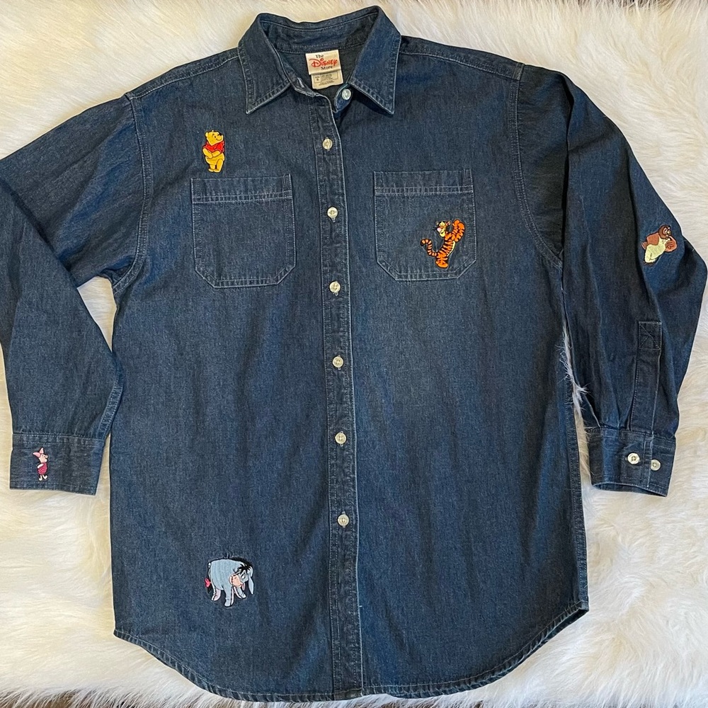 The Disney Store Winnie The Pooh Denim Long Sleeve Shirt Size Small